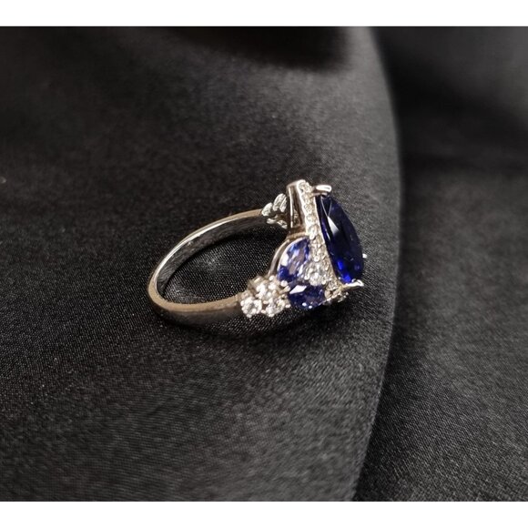 Tanzanite 925 Sterling Silver Ring Size 8.25 Elegant Design - Picture 2 of 4